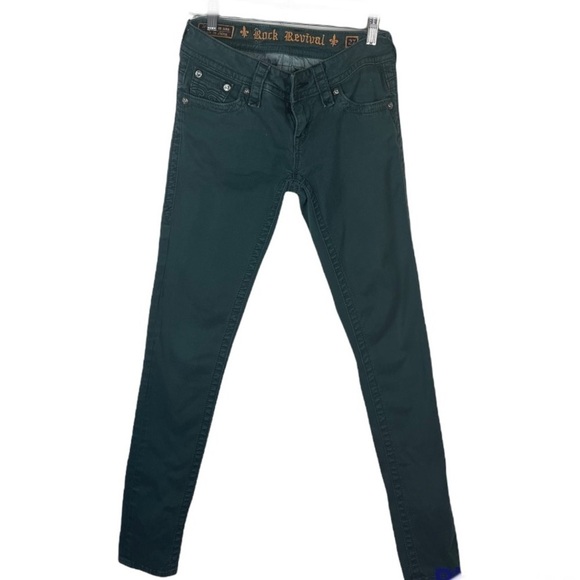 Rock Revival Jeans Rock Revival Skinny Jeans Color: Green | Size: 27 - Picture 1 of 6